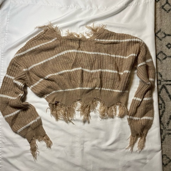 Just Polly size small knitted brown long sleeve crop top - Picture 3 of 5